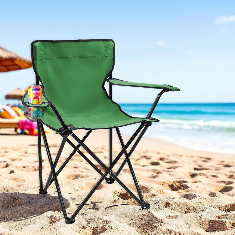 Chargez l'image dans la visionneuse de la galerie, Campingstoelen Opvouwbaar 2 Stuks met Bekerhouder tot 100 kg – Vouwstoel – Kampeerstoel
