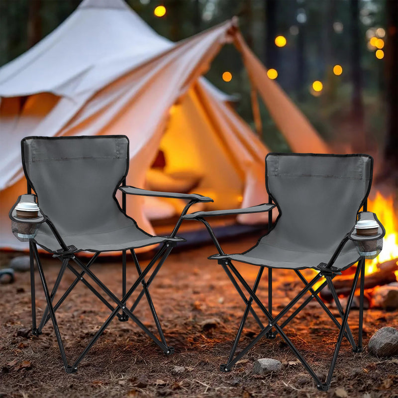 Chargez l'image dans la visionneuse de la galerie, Campingstoelen Opvouwbaar 2 Stuks met Bekerhouder tot 100 kg – Vouwstoel – Kampeerstoel
