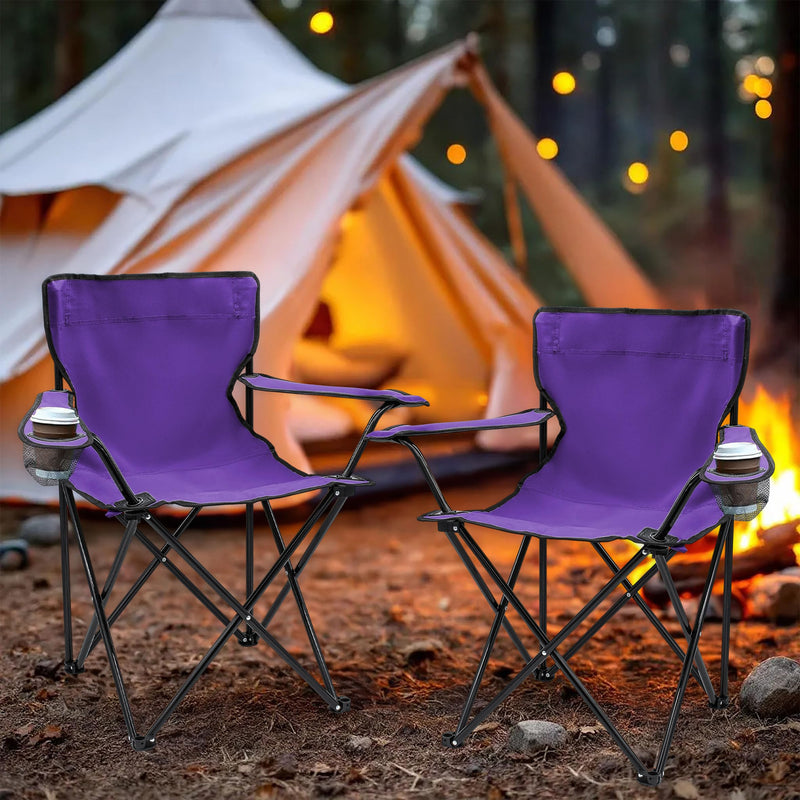 Chargez l'image dans la visionneuse de la galerie, Campingstoelen Opvouwbaar 2 Stuks met Bekerhouder tot 100 kg – Vouwstoel – Kampeerstoel
