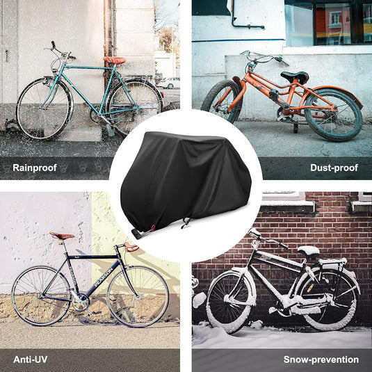 Waterdichte fietshoes,210D Oxford stof waterdichte fietshoezen voor 2 fietsen met slot-gaten opbergtas Winddichte gesp voor buiten Mountainbike Racefiets