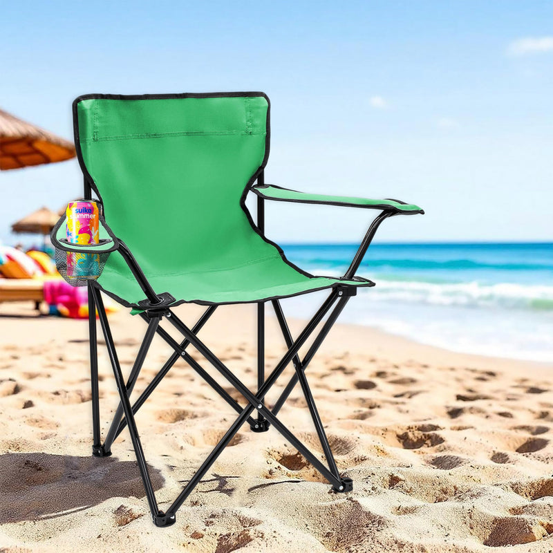 Chargez l'image dans la visionneuse de la galerie, Campingstoelen Opvouwbaar 2 Stuks met Bekerhouder tot 100 kg – Vouwstoel – Kampeerstoel
