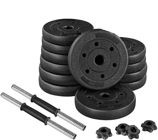 Yaheetech Halterset, 20 kg, korte halters, gietijzeren halters met stersluitingen, fitness, gymnastiek, halters voor krachttraining