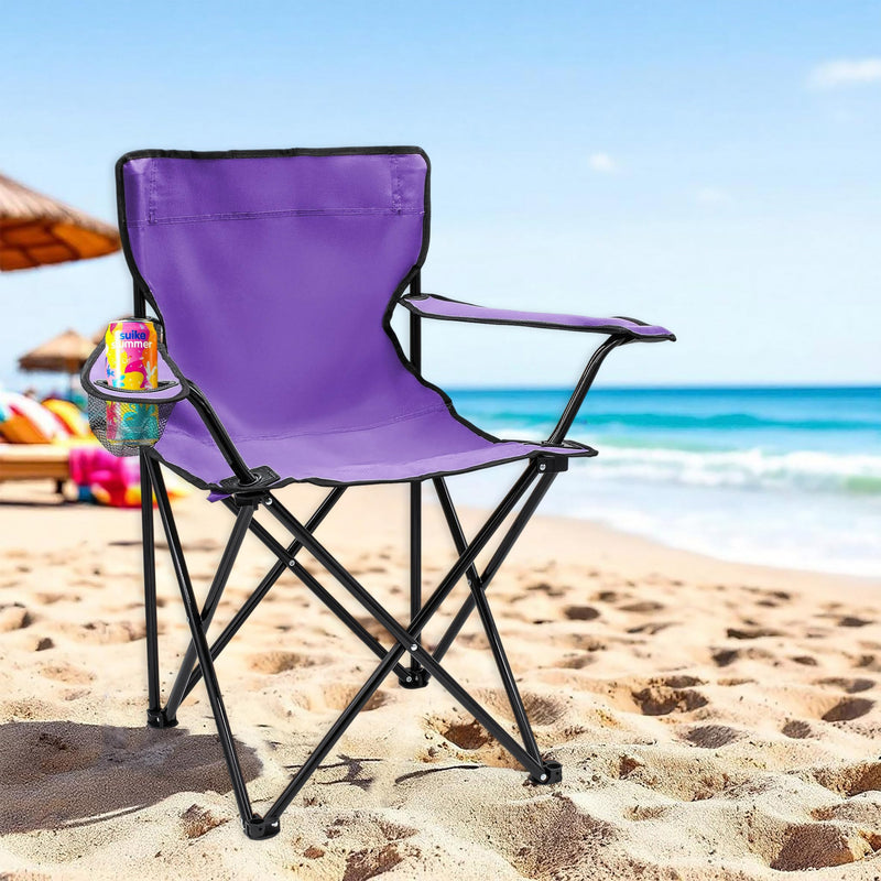 Chargez l'image dans la visionneuse de la galerie, Campingstoelen Opvouwbaar 2 Stuks met Bekerhouder tot 100 kg – Vouwstoel – Kampeerstoel
