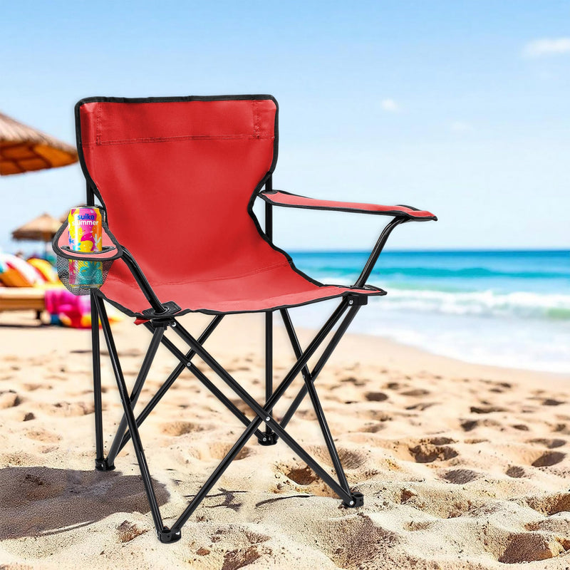 Chargez l'image dans la visionneuse de la galerie, Campingstoelen Opvouwbaar 2 Stuks met Bekerhouder tot 100 kg – Vouwstoel – Kampeerstoel
