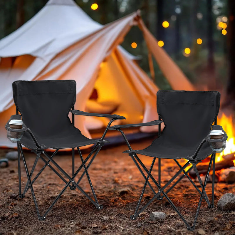 Chargez l'image dans la visionneuse de la galerie, Campingstoelen Opvouwbaar 2 Stuks met Bekerhouder tot 100 kg – Vouwstoel – Kampeerstoel
