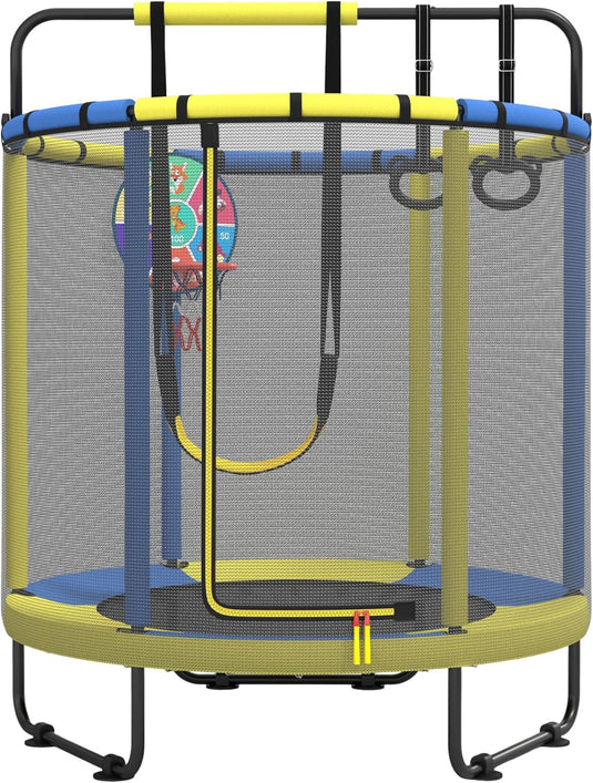 Kindertrampoline 160 cm met basketbalmand schommel en ringen – trampoline – speeltoestel
