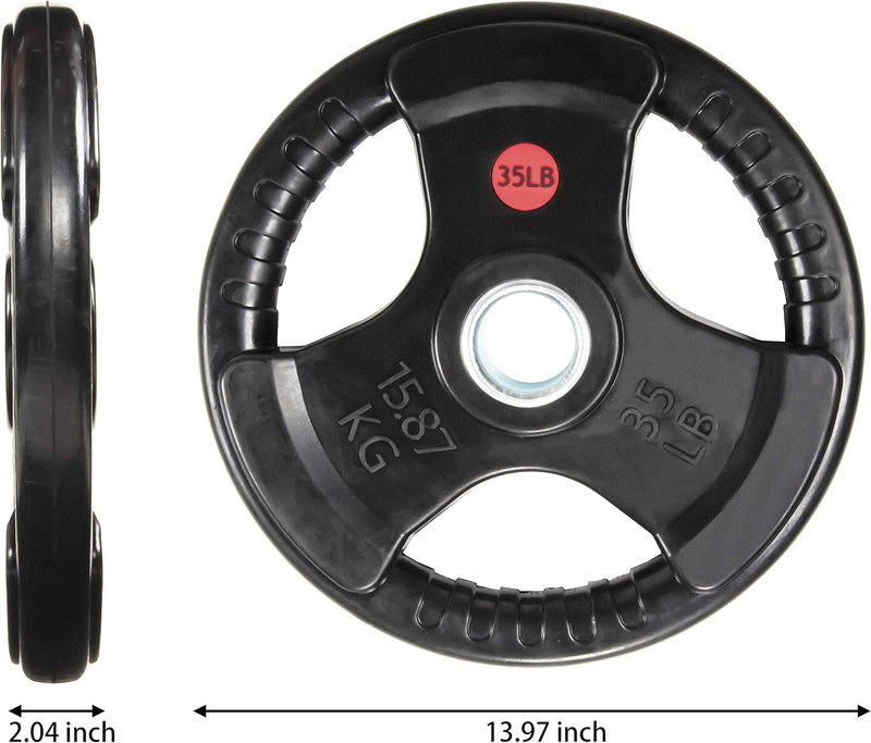 Laad afbeelding in Galerijviewer, BalanceFrom Rubber Coated Cast Iron Plate Weight Plate for Strength Training and Weightlifting, Olympic or Standard
