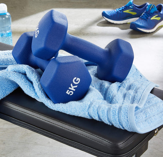 Amazon Basics Neopren Hanteln Gewichte, Hantelset, 2er-Set, 1–5kg, Sechseckig, für Krafttraining und Fitnesskurse