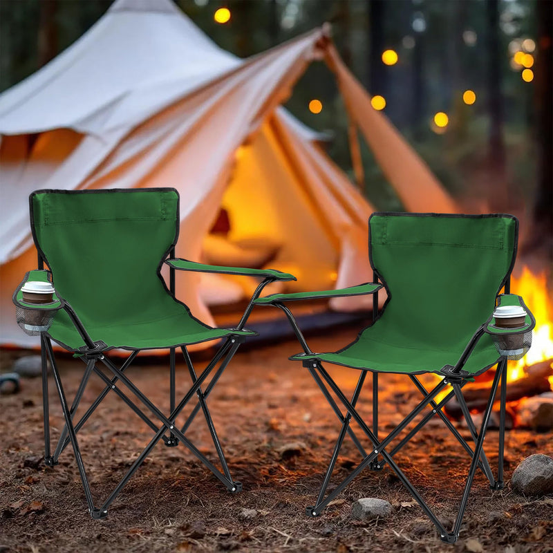Chargez l'image dans la visionneuse de la galerie, Campingstoelen Opvouwbaar 2 Stuks met Bekerhouder tot 100 kg – Vouwstoel – Kampeerstoel
