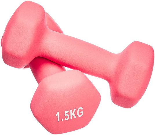 Amazon Basics Neopren Hanteln Gewichte, Hantelset, 2er-Set, 1–5kg, Sechseckig, für Krafttraining und Fitnesskurse