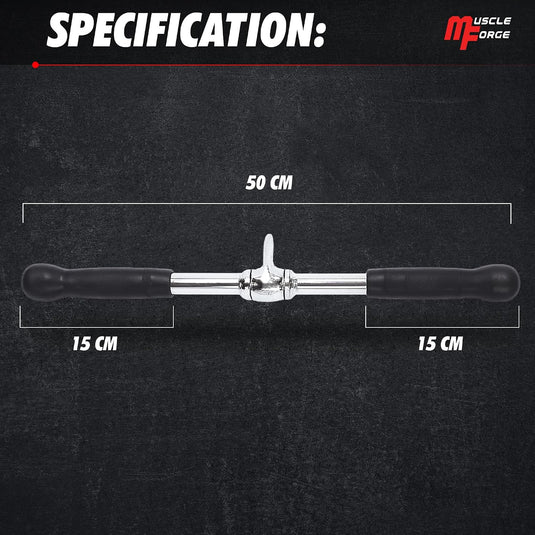 Lat pulldown stang 72 cm met meerdere rubberen handgrepen – kabelstang – roeigreep