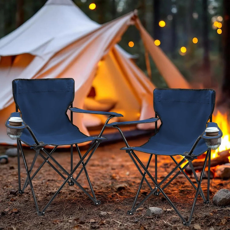 Chargez l'image dans la visionneuse de la galerie, Campingstoelen Opvouwbaar 2 Stuks met Bekerhouder tot 100 kg – Vouwstoel – Kampeerstoel
