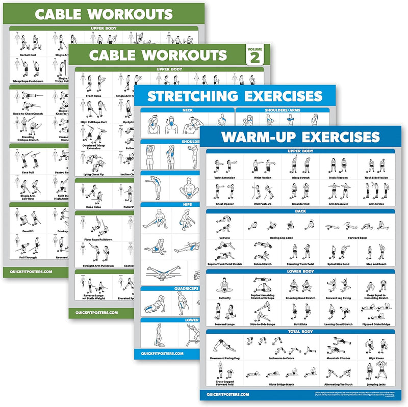 Laad afbeelding in Galerijviewer, Workout posters set van 4 gelamineerd 45,7 x 61 cm

