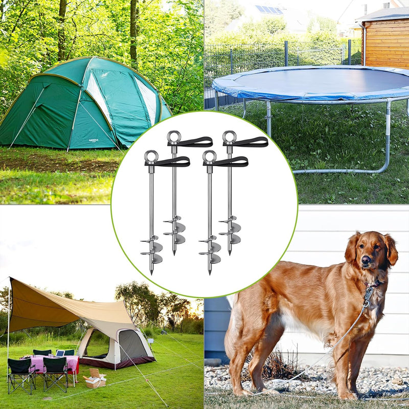 Load image into Gallery viewer, Grondankers 6 stuks 45 cm heavy duty met spanbanden en booradapter – trampoline ankers – stormankers
