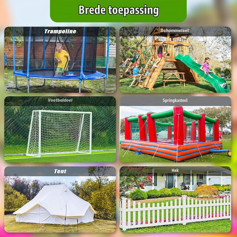 Laad afbeelding in Galerijviewer, Grondankers 6 stuks 60 cm heavy duty met L-beugels en booradapter – trampoline ankers – stormankers

