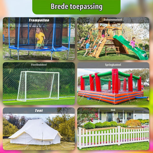 Grondankers 6 stuks 60 cm heavy duty met L-beugels en booradapter – trampoline ankers – stormankers