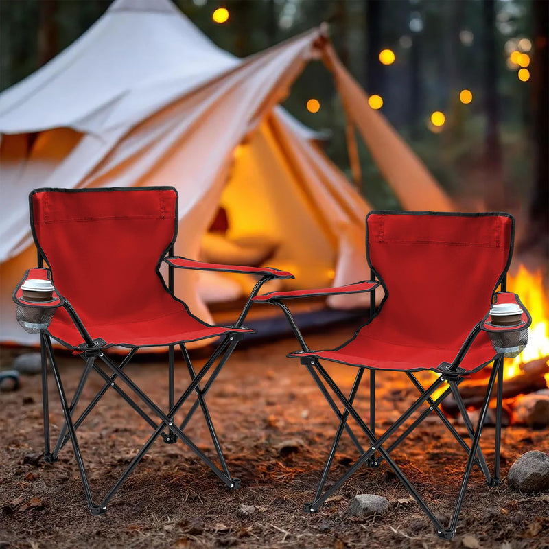 Chargez l'image dans la visionneuse de la galerie, Campingstoelen Opvouwbaar 2 Stuks met Bekerhouder tot 100 kg – Vouwstoel – Kampeerstoel

