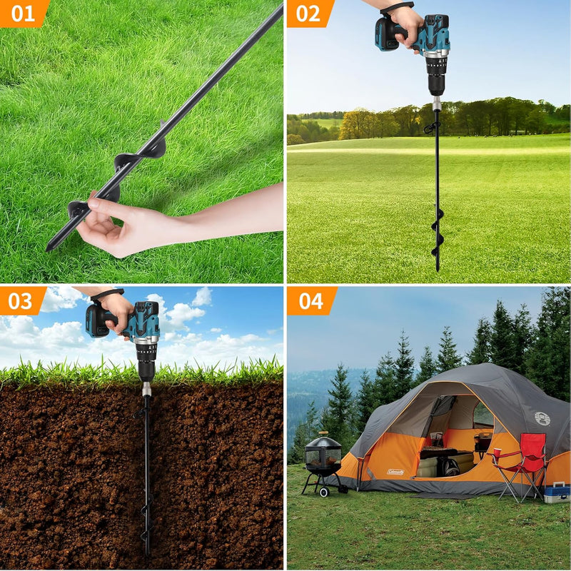 Load image into Gallery viewer, Grondankers 4 stuks 40 cm met booradapter – trampoline ankers – stormankers
