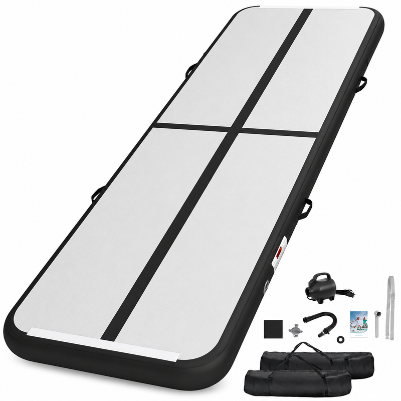 Laden Sie das Bild in Galerie -Viewer, Opblaasbare turnmat 3 m met air roller – 10 cm dik – gymnastiekmat met elektrische pomp voor tumbling en cheerleading
