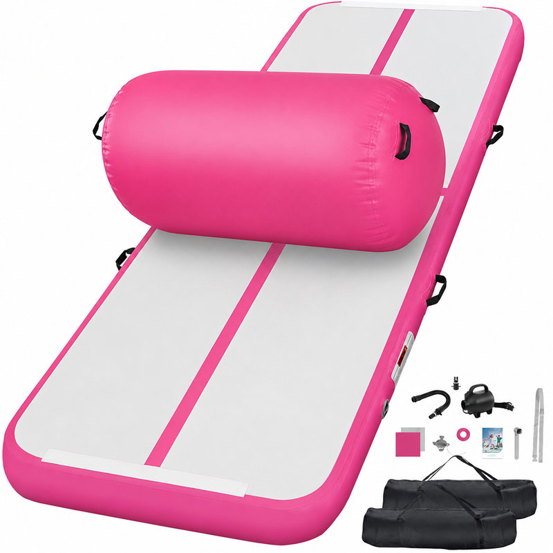 Laden Sie das Bild in Galerie -Viewer, Opblaasbare turnmat 3 m met air roller – 10 cm dik – gymnastiekmat met elektrische pomp voor tumbling en cheerleading
