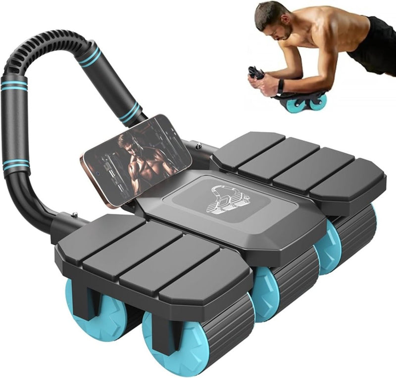 Załaduj obraz do przeglądarki galerii, Ab roller met automatische rebound en gevoerde elleboogsteun tot 150 kg – buikspiertrainer – ab wheel - happygetfit.com
