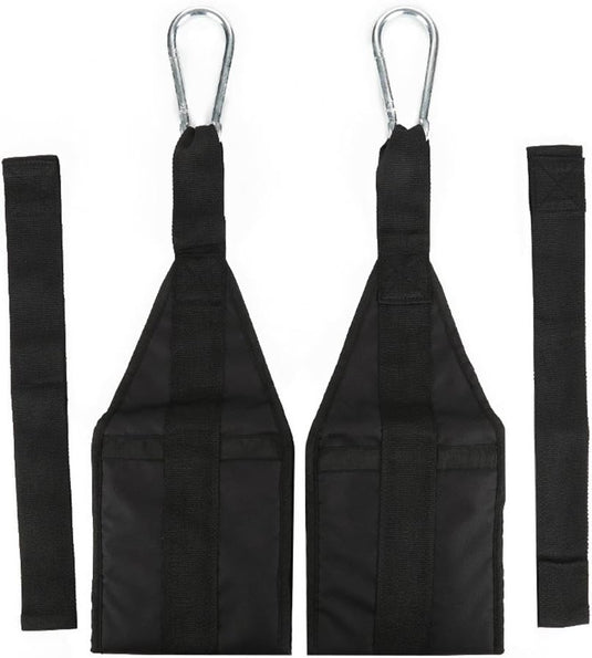 Ab straps voor optrekstang met gevoerde armlussen en karabijnhaken tot 150 kg – buikspiertrainer – core straps - happygetfit.com