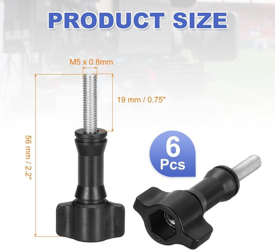 Actiecamera duimschroeven 6 stuks M5 x 0,8 mm zwart – bevestigingsschroeven – actioncam accessoires - happygetfit.com