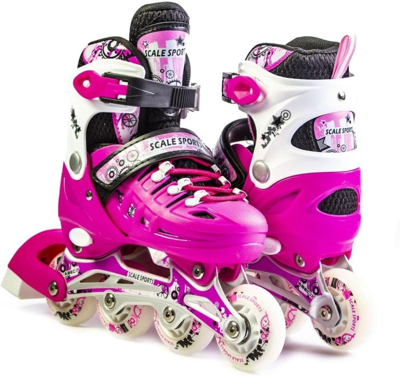 Laden Sie das Bild in Galerie -Viewer, Adjustuble Rolschaatsen met oplichtende wielen voor kinderen en volwassenen - Kids Inline Roller laarzen met opbergtas voor peuters, rolschaatsen voor meisjes, jongens, professionals en - happygetfit.com
