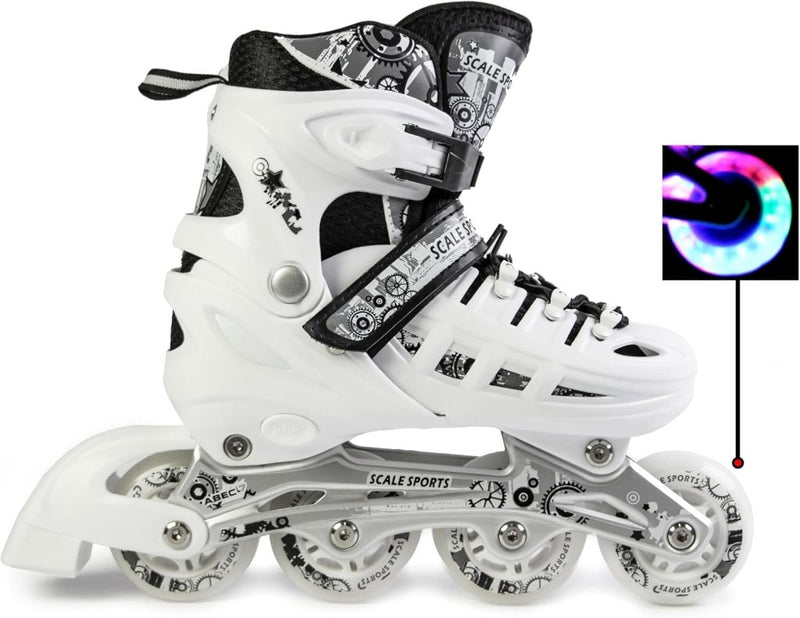 Laden Sie das Bild in Galerie -Viewer, Adjustuble Rolschaatsen met oplichtende wielen voor kinderen en volwassenen - Kids Inline Roller laarzen met opbergtas voor peuters, rolschaatsen voor meisjes, jongens, professionals en - happygetfit.com
