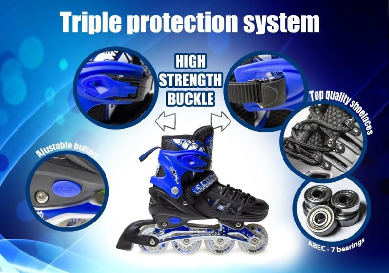 Laden Sie das Bild in Galerie -Viewer, Adjustuble Rolschaatsen met oplichtende wielen voor kinderen en volwassenen - Kids Inline Roller laarzen met opbergtas voor peuters, rolschaatsen voor meisjes, jongens, professionals en - happygetfit.com
