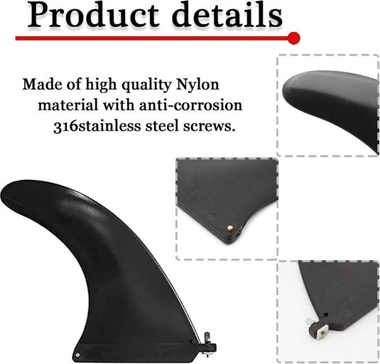 Afneembare SUP middenvin 21,5 x 16,5 cm met schroef zwart – surfboard vin – paddleboard accessoires - happygetfit.com
