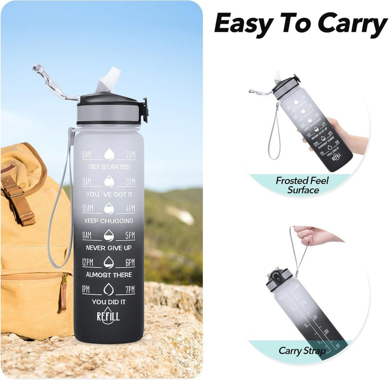 Load image into Gallery viewer, 💧 Altijd gehydrateerd met deze BPA - vrije waterfles van 1 liter! - happygetfit.com
