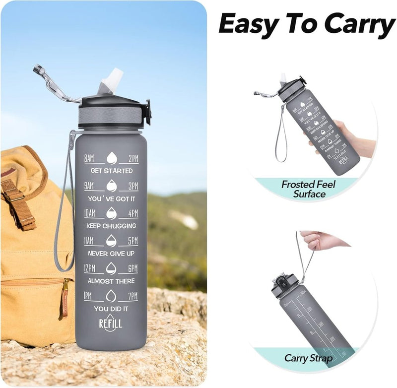 Load image into Gallery viewer, 💧 Altijd gehydrateerd met deze BPA - vrije waterfles van 1 liter! - happygetfit.com
