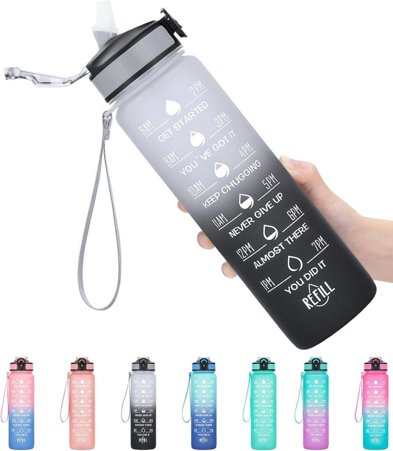 Load image into Gallery viewer, 💧 Altijd gehydrateerd met deze BPA - vrije waterfles van 1 liter! - happygetfit.com
