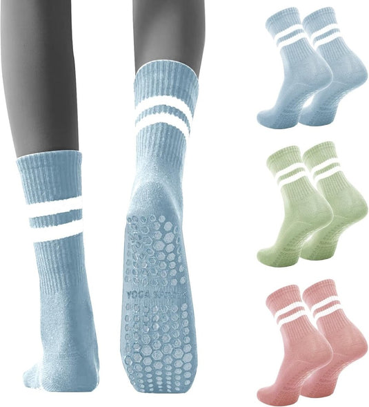 Antislip pilatessokken dames set van 3 paar - happygetfit.com