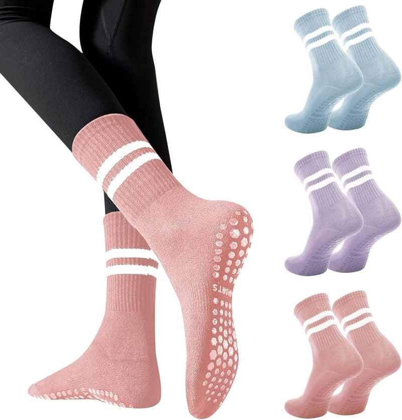 Laad afbeelding in Galerijviewer, Antislip pilatessokken dames set van 3 paar - happygetfit.com
