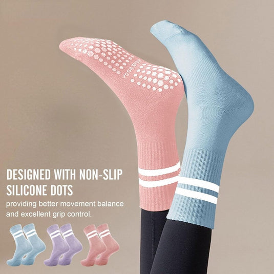 Antislip pilatessokken dames set van 3 paar - happygetfit.com