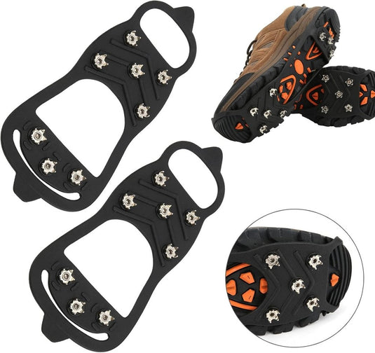 Antislip schoenspikes met 8 tanden zwart - happygetfit.com