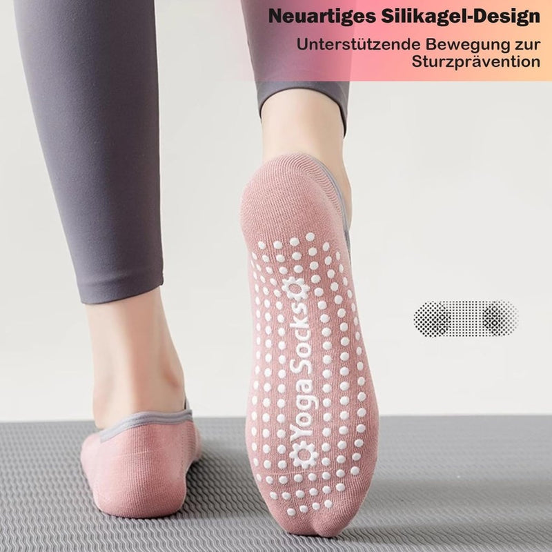 Carica immagine in Galleria Viewer, Antislip sokken dames 4 paar maat 35-40 met siliconen grip – yoga pilates trampoline sokken - happygetfit.com
