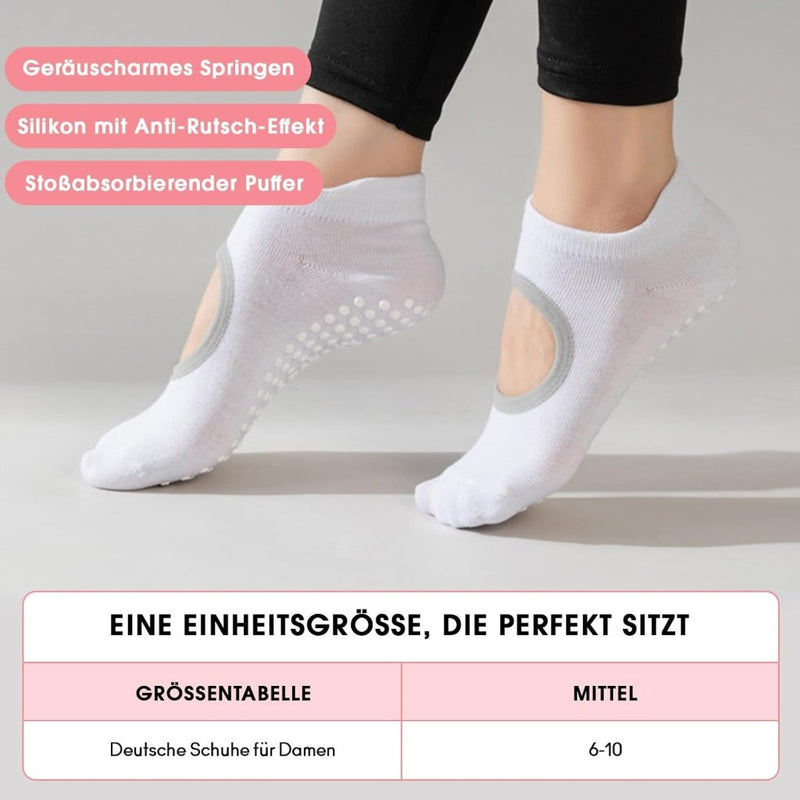 Carica immagine in Galleria Viewer, Antislip sokken dames 4 paar maat 35-40 met siliconen grip – yoga pilates trampoline sokken - happygetfit.com
