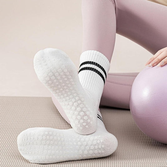 Antislip sokken dames 4 paar maat 35-40 met siliconen grip – yoga pilates trampoline sokken - happygetfit.com