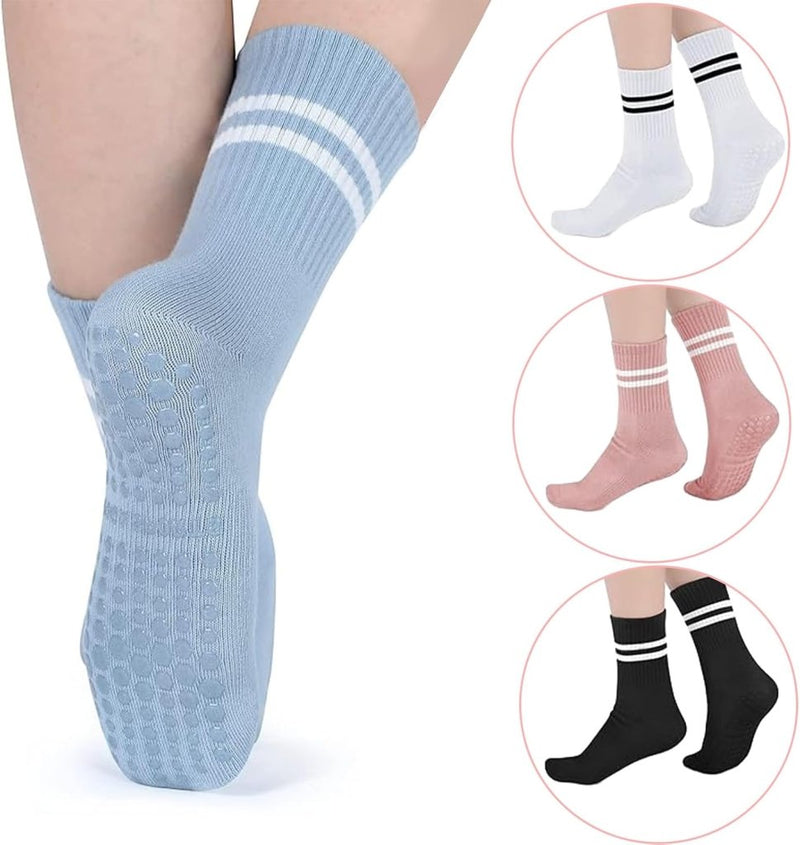 Carica immagine in Galleria Viewer, Antislip sokken dames 4 paar maat 35-40 met siliconen grip – yoga pilates trampoline sokken - happygetfit.com
