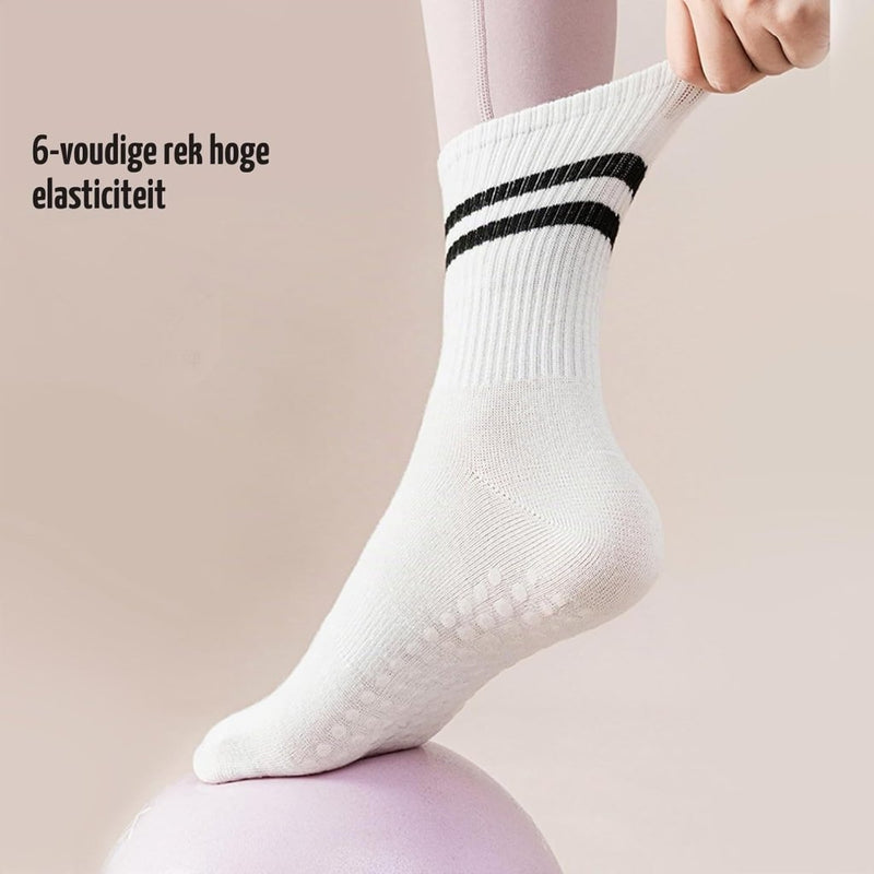 Carica immagine in Galleria Viewer, Antislip sokken dames 4 paar maat 35-40 met siliconen grip – yoga pilates trampoline sokken - happygetfit.com
