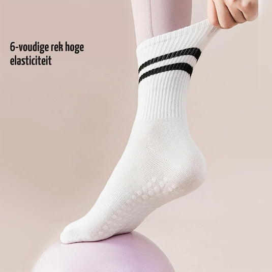 Antislip sokken dames 4 paar maat 35-40 met siliconen grip – yoga pilates trampoline sokken - happygetfit.com