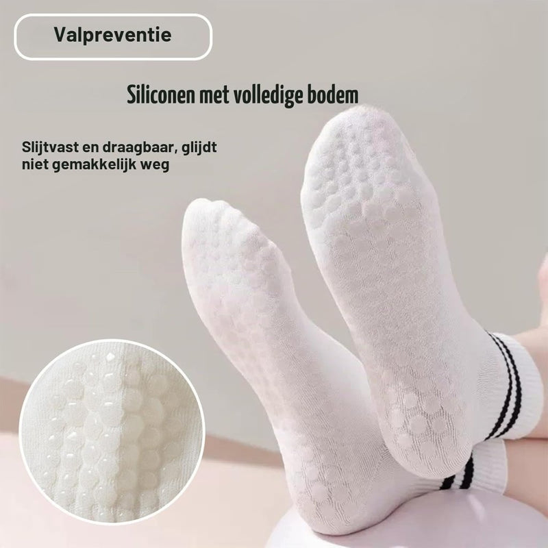 Carica immagine in Galleria Viewer, Antislip sokken dames 4 paar maat 35-40 met siliconen grip – yoga pilates trampoline sokken - happygetfit.com
