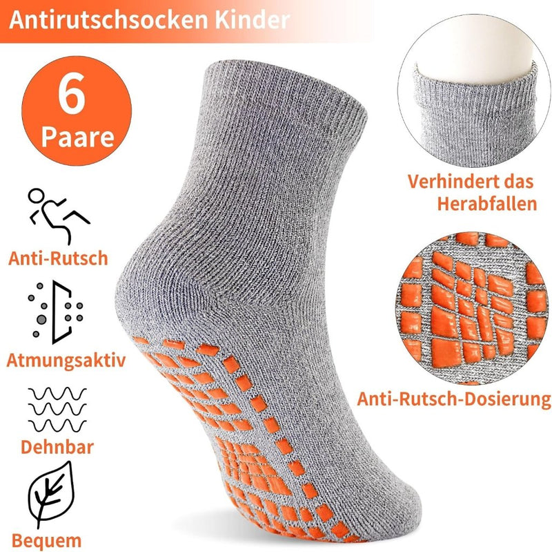 Laad afbeelding in Galerijviewer, Antislip sportsokken voor kinderen 6 paar met grip – yoga fitness sokken – jongens en meisjes 2-13 jaar - happygetfit.com
