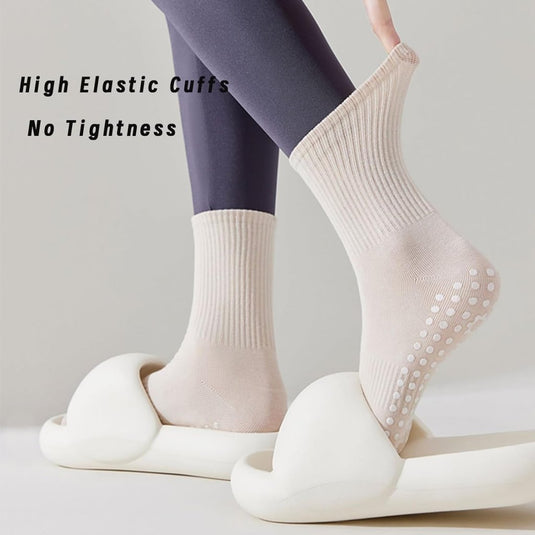 Antislip yogasokken 4 paar van ademend katoen met siliconen grip en dubbele strepen voor pilates en dansen – gripsokken – balletslokken - happygetfit.com