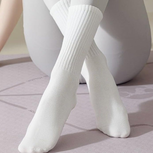 Antislip yogasokken 4 paar van ademend katoen met siliconen grip en dubbele strepen voor pilates en dansen – gripsokken – balletslokken - happygetfit.com