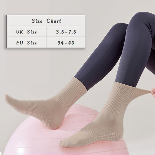 Antislip yogasokken 4 paar van ademend katoen met siliconen grip en dubbele strepen voor pilates en dansen – gripsokken – balletslokken - happygetfit.com