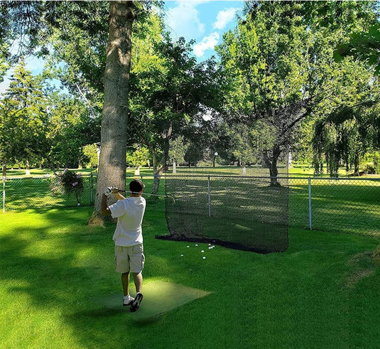 Aoneky Heavy Duty Knotless Golf Hitting Net, Practice Net with Reinforced Rope Edge, 1" Square Mesh 3mm Polyester Netting for Baseball Soccer Hockey Backyard Driving Cage Indoor Outdoor Use - happygetfit.com